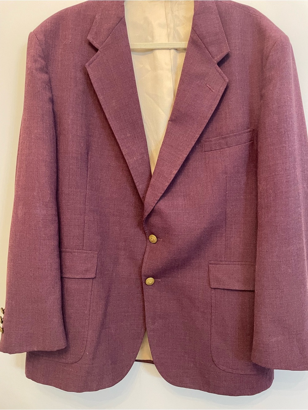 Stafford Men's Plum Blazer Two-Button Sportcoat will need dry cleaned